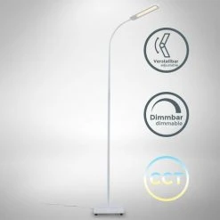 B.K.LICHT Lampadaire Salon Blanc LED 6,5W Luminosité Réglable Flexible Fonction TOUCH, Lampadaire Moderne Chambre Bureau Salle à Manger