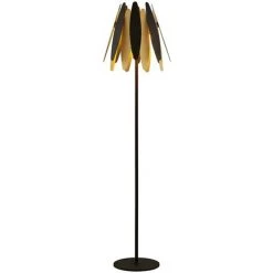 LUCANDE Lampadaire 'Lounit' En Métal Pour Salon & Salle à Manger - Noir, Doré