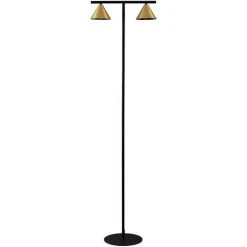 LUCANDE Lampadaire 'Kartio' En Métal Pour Salon & Salle à Manger - Noir Mat, Laiton Brossé