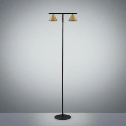 LUCANDE Lampadaire 'Kartio' En Métal Pour Salon & Salle à Manger - Noir Mat, Laiton Brossé -Lampadaire Soldes 2022 30970051 4