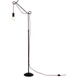LUCANDE Lampadaire 'Jorna' En Métal Pour Salon & Salle à Manger - Noir, Rouge