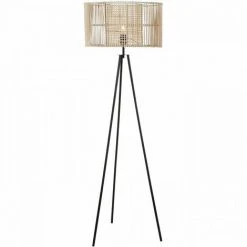 AUTRES Lampadaire Rotin Pied Métal - 48x150 Cm - Abajour : 50x50x28,8 Cm