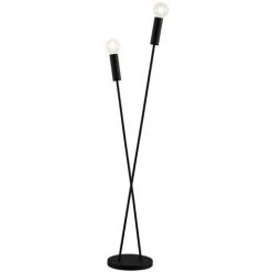 LINDBY Lampadaire 'Belana' En Métal Pour Salon & Salle à Manger - Noir Mat