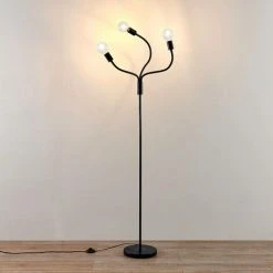 LINDBY Lampadaire 'Aurina' En Métal Pour Salon & Salle à Manger - Noir Mat -Lampadaire Soldes 2022 32196371 3