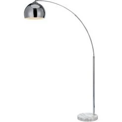 Lampadaire Arquer Arc Lampe De Salon Abat-jour Chromé Pied Marbre Blanc Teamson Home VN-L00010-EU - Argent