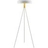 LUCANDE Lampadaire 'Filoreta' En Métal Pour Salon & Salle à Manger - Blanc, Laiton Brossé -Lampadaire Soldes 2022 32694539 1