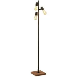 LINDBY Lampadaire 'Nilaska' En Métal Pour Salon & Salle à Manger - Bois, Noir