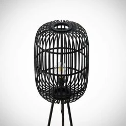 LINDBY Lampadaire Bois 'Canyana' En Bois Pour Salon & Salle à Manger - Noir -Lampadaire Soldes 2022 32694566 3