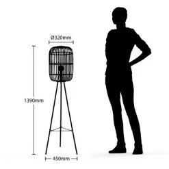 LINDBY Lampadaire Bois 'Canyana' En Bois Pour Salon & Salle à Manger - Noir -Lampadaire Soldes 2022 32694566 4