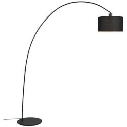 QAZQA Vinossa - LED Lampe Arquée Moderne - 1 Lumière - H 174 Cm - Noir - Moderne - Éclairage Intérieur - Salon I Chambre I Cuisine I Salle à Manger - Noir