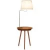 COSTWAY Lampadaire 3 En 1 Table De Nuit En Bois Prise USB Chargeur Sans Fil Intégrés Abat-jour En Tissu Tête De Lampe Réglable -Lampadaire Soldes 2022 33756711 1