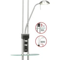CRISTALRECORD Alari Nickel CR 06-622-18-002 Lampadaire LED Avec USB -Lampadaire Soldes 2022 34779619 3