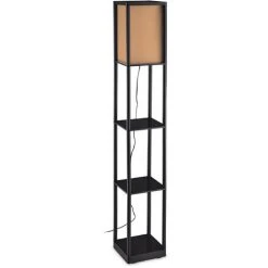Relaxdays Lampe Sur Pied étagère, Lampadaire, 3 étages, Lumière Moderne, HxLxP 159 X 26 X 26 Cm, Noir-brun -Lampadaire Soldes 2022 34979262 2