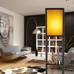 Relaxdays Lampe Sur Pied étagère, Lampadaire, 3 étages, Lumière Moderne, HxLxP 159 X 26 X 26 Cm, Noir-brun -Lampadaire Soldes 2022 34979262 4