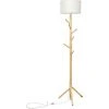 COSTWAY Lampe Sur Pied 185CM 2 En 1 Porte Manteau En Bois Avec 6 Crochets Interrupteur à Pied Lampe E27 En Tissu Pour Salon Chambre -Lampadaire Soldes 2022 35040183 1