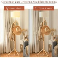 COSTWAY Lampe Sur Pied 185CM 2 En 1 Porte Manteau En Bois Avec 6 Crochets Interrupteur à Pied Lampe E27 En Tissu Pour Salon Chambre 10 COSTWAY Lampe Sur Pied 185CM 2 En 1 Porte Manteau En Bois Avec 6 Crochets Interrupteur à Pied Lampe E27 En Tissu Pour Salon Chambre -Lampadaire Soldes 2022 35040183 4
