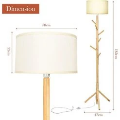 COSTWAY Lampe Sur Pied 185CM 2 En 1 Porte Manteau En Bois Avec 6 Crochets Interrupteur à Pied Lampe E27 En Tissu Pour Salon Chambre 11 COSTWAY Lampe Sur Pied 185CM 2 En 1 Porte Manteau En Bois Avec 6 Crochets Interrupteur à Pied Lampe E27 En Tissu Pour Salon Chambre -Lampadaire Soldes 2022 35040183 5