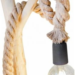 ETC-SHOP Lampadaire Corde Rosée Lampadaire Bois Métal Lampadaire Salon Tronc De Bois, Eucalyptus Naturellement Cultivé Avec Corde De Chanvre, Interrupteur à Pied, LxH 32x150 Cm -Lampadaire Soldes 2022 35684225 5