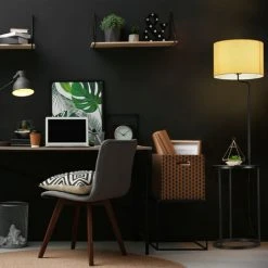 Relaxdays Lampe Sur Pied Avec Table, HxD: 156 X 40,5 Cm, Douille E27, Verre, Métal, Lampadaire Moderne, Noir/blanc -Lampadaire Soldes 2022 35835936 3