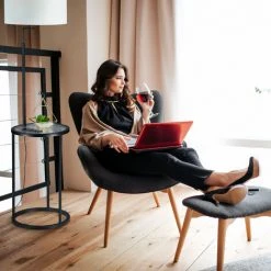 Relaxdays Lampe Sur Pied Avec Table, HxD: 156 X 40,5 Cm, Douille E27, Verre, Métal, Lampadaire Moderne, Noir/blanc -Lampadaire Soldes 2022 35835936 4