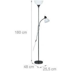Relaxdays Lampadaire Lampe De Lecture, Bras Réglable, Salon, Halogène, Liseuse Moderne, HLP: 180x25,5x48 Cm, Noir -Lampadaire Soldes 2022 35962488 5