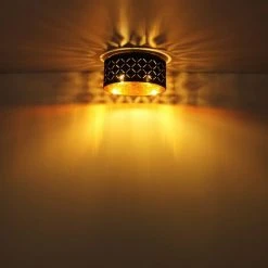 ETC-SHOP Plafonnier Noir Or 1 Flamme Lampe De Salon Plafonnier Tissu, Lignes Décoratives Textile, 1x E27, DxH 30x21 Cm, Salle à Manger -Lampadaire Soldes 2022 36259788 5