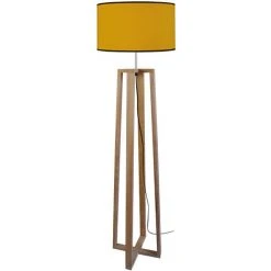 MILIBOO Lampadaire Jaune Avec Piètement Croisé Bois MANON - Jaune