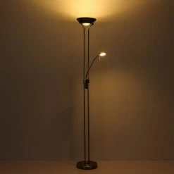 ETC-SHOP Lampadaire Plafond Washlight LED Dimmable Avec Liseuse Lampadaires LED Avec Variateur, Spot De Lecture Flexible Laiton Antique, 2x LED 16 W 1440 Lm, Blanc Chaud, H 180 Cm -Lampadaire Soldes 2022 36378359 3