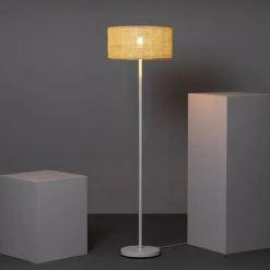 Lampadaire Rotin Et Métal Baracoa ILUZZIA Blanc - Blanc -Lampadaire Soldes 2022 36755734 5