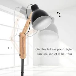 HOMCOM Lampadaire Design Style Industriel 40 W Max. Angle Réglable Métal Noir - Noir -Lampadaire Soldes 2022 36843469 4