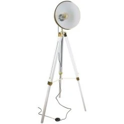 LAMPADAIRE INDUSTRIEL DORE TREPIED BLANC -Lampadaire Soldes 2022 37106059 2
