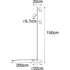 QAZQA Jeana - Lampadaire Moderne - 3 Lumière - H 1500 Mm - Doré/Laiton - Moderne - Éclairage Intérieur - Salon I Chambre I Cuisine I Salle à Manger - Doré/Laiton -Lampadaire Soldes 2022 38606633 4