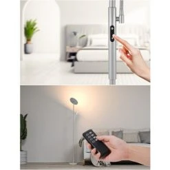 ANTEN 30W Lampadaire 5W Liseuse Contrôle Tactile Et Télécommande 3000K-6000K économiser De L'énergie Gris [classe énergétique A +] -Lampadaire Soldes 2022 39299384 3