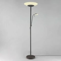 LINDBY LED Lampadaire à Intensité Variable 'Ragna' En Verre Pour Salon & Salle à Manger - Scavo, Noir Ancien -Lampadaire Soldes 2022 3938709 3