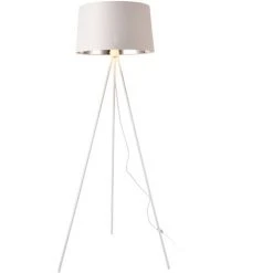 Lampadaire Trépied Manchester E27 Métal Textile Hauteur 150 Cm Blanc Argenté [lux.pro] -Lampadaire Soldes 2022 39770401 2