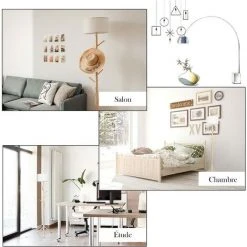 GOPLUS Lampadaire Sur Pieds Avec Portemanteau, Lampe De Sol Moderne Grain De Bois Et Abat-Jour En Tissu, Convient à Chambre à Coucher, Bureau, Lecture Lampe à Pied Du Design Moderne Nordique -Lampadaire Soldes 2022 40243790 3