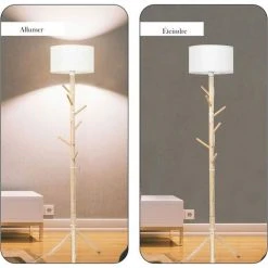 GOPLUS Lampadaire Sur Pieds Avec Portemanteau, Lampe De Sol Moderne Grain De Bois Et Abat-Jour En Tissu, Convient à Chambre à Coucher, Bureau, Lecture Lampe à Pied Du Design Moderne Nordique -Lampadaire Soldes 2022 40243790 5