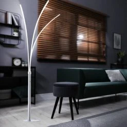ETC-SHOP Lampadaire LED Lampadaire Chrome Lampe De Salon Lampe Design, 18.6W 2200lm 3000K, LxPxH 80 X 58 X 215 Cm -Lampadaire Soldes 2022 40743215 3