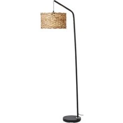 LES TENDANCES Lampadaire Jacinthe Beige Et Pied Métal Noir Tya