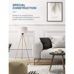 FEMOR Lampadaire Sur Pied, Lampadaire Style Moderne Avec Trépied En Métal, Abat-jour En Tissu En Lin, Lampadaire Douille E27, Lumière Douce Naturelle Pour Salon, Chambre, Bureau, Etc, Hauteur 156 Cm -Lampadaire Soldes 2022 41627735 2