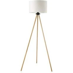 FEMOR Lampadaire Sur Pied, Lampadaire Style Moderne Avec Trépied En Métal, Abat-jour En Tissu En Lin, Lampadaire Douille E27, Lumière Douce Naturelle Pour Salon, Chambre, Bureau, Etc, Hauteur 156 Cm -Lampadaire Soldes 2022 41627735 5