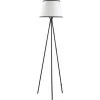 HOMCOM Lampadaire Trépied Design Contemporain 40 W Max. 170H Cm Métal Polyester Coton Noir Blanc - Noir -Lampadaire Soldes 2022 42169139 1