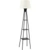 HOMCOM Lampadaire Design Contemporain 3 étagères Intégrées 40 W 173H Cm Métal Noir Polyester Coton Crème - Crème -Lampadaire Soldes 2022 42169141 1