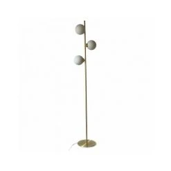 WADIGA Lampadaire Rétro En Métal Doré + 3 Globes En Verre Blanc - Doré