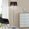 [lux.pro] Lampadaire Lampe Sur Pied Métal Tissu Noir Chrome Hauteur 165 Cm Diamètre 45cm