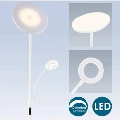 BAMNY Lampadaire Sur Pied Salon, Lampadaire LED 25W Infinite Dimmable, Avec Lampe De Lecture 7W, Contr?le Tactile & Télécommande, 3 Températures De Couleur Pour Salon, Chambre, Bureau, Blanc -Lampadaire Soldes 2022 42685072 3