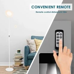 BAMNY Lampadaire Sur Pied Salon, Lampadaire LED 25W Infinite Dimmable, Avec Lampe De Lecture 7W, Contr?le Tactile & Télécommande, 3 Températures De Couleur Pour Salon, Chambre, Bureau, Blanc -Lampadaire Soldes 2022 42685072 4