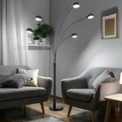 ETC-SHOP Lampadaire Spot Lampadaire Salon Moderne Avec Socle En Marbre Noir, Métal, 5x E14, LxPxH 130x120x200cm -Lampadaire Soldes 2022 44420239 3