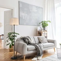 LUMISKY Lampadaire DIEGO En Rotin Naturel Et Métal Avec Douille E27 H166 Cm -Lampadaire Soldes 2022 45336372 2