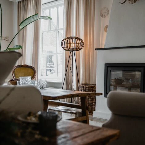 QAZQA Canna - Lampe De Table Trépied/tripode Rustique - 1 Lumière - H 139.5 Cm - Noir - Rustique - Éclairage Intérieur - Salon I Chambre I Cuisine I Salle à Manger - Noir 4 QAZQA Canna - Lampe De Table Trépied/tripode Rustique - 1 Lumière - H 139.5 Cm - Noir - Rustique - Éclairage Intérieur - Salon I Chambre I Cuisine I Salle à Manger - Noir – Image 2